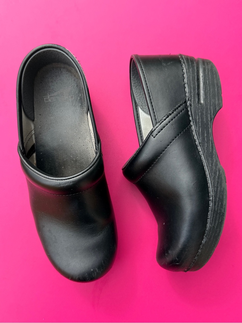 Dansko Professional Black Cabrio Leather Clogs Shoes Size 38 EU / US 7.5 - US 8